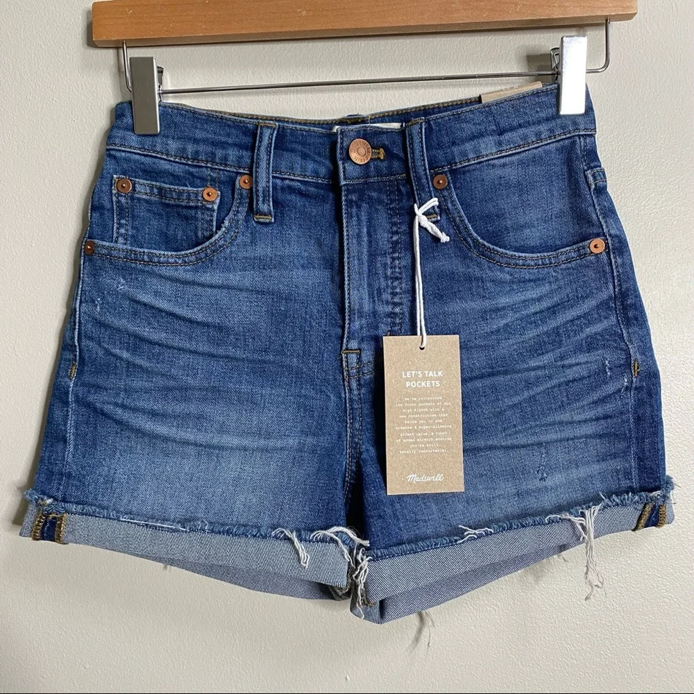 Madewell Glenoaks Wash High Rise Cuffed Denim Shorts Size 23